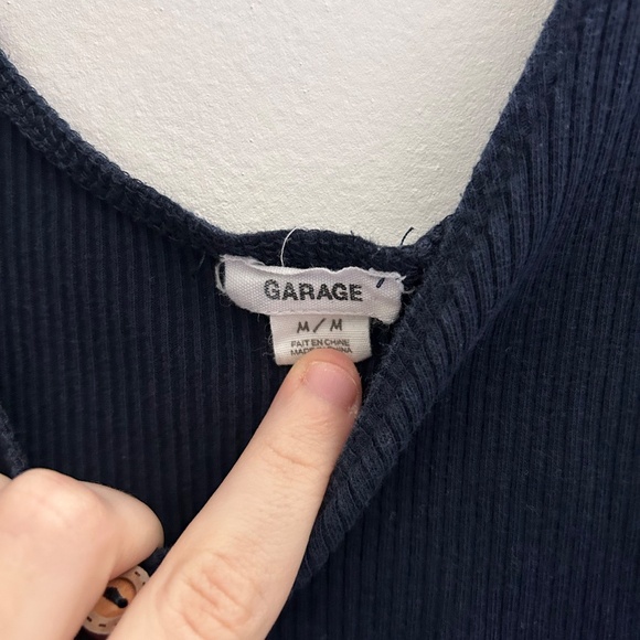 Front Button Cropped Navy Tank - Picture 2 of 3